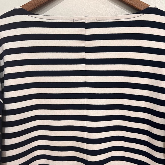 J. Crew Striped Relaxed Cotton Shift Mini Dress, Navy Blue White 3/4 sleeve, S - Picture 8 of 11